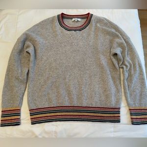 Madewell Rainbow Trim Cashmere Sweater in Gray